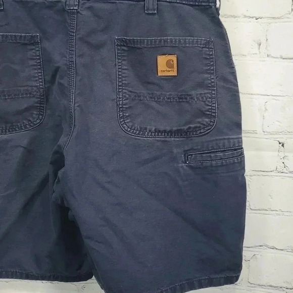 Carhartt Men's Cargo Shorts Size 38 Relaxed Fit Navy Blue Flat Front Canvas - Picture 8 of 9